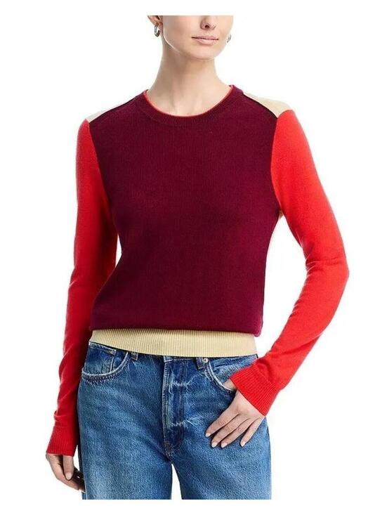 rag & bone Sweaters - 358$ Rag & Bone Taron Color Block Crew Neck Sweaters Women's Size L Burgundy